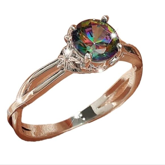 Multi Colors Zirconia Gemstone Ring Size 8 - Picture 16 of 16
